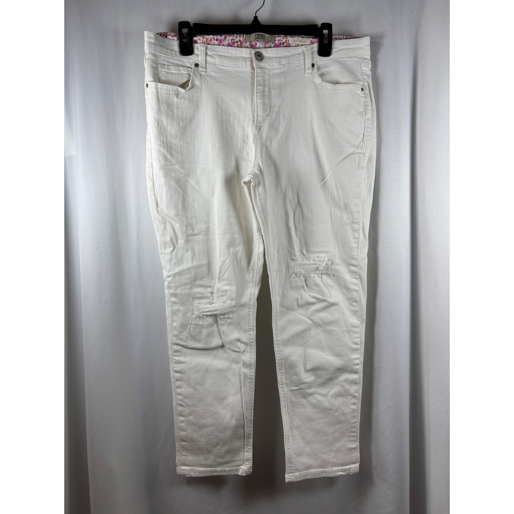 Vintage America Blues Womens White Distressed Boyfriend Jeans Size 12/31
